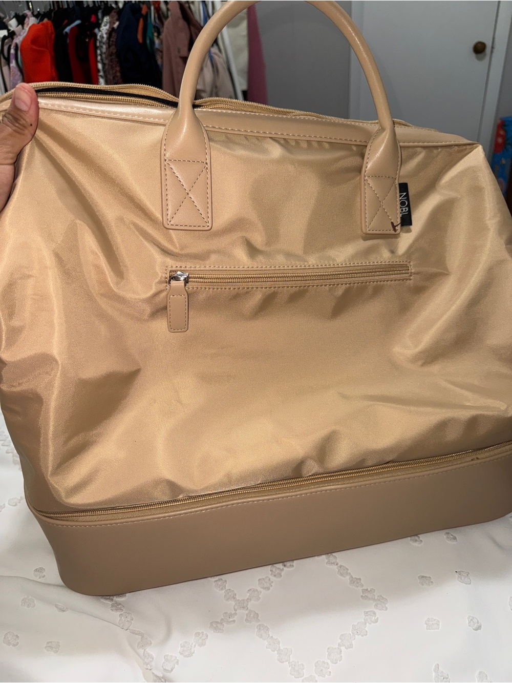 Nobl Travel Cabin Weekender Bag – Tan / Beige Matte Nylon Duffle